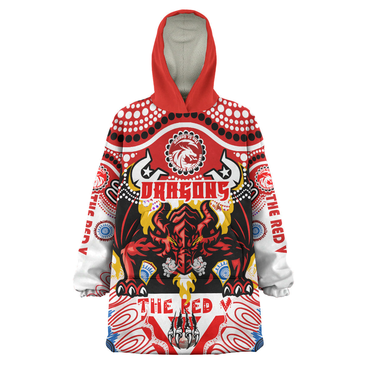 St. George Rugby Snug Hoodie - Custom The RED V With Aboriginal And Torres Strait Islander Culture Wearable Blanket Hoodie - Vibe Hoodie Shop