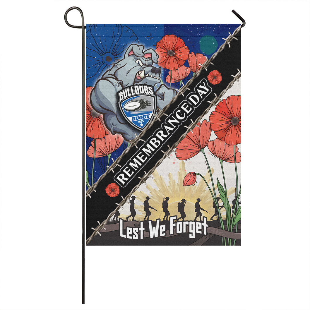 Bulldogs Rugby Flag - Remembrance Day LEST WE FORGET Flag - Vibe Hoodie Shop