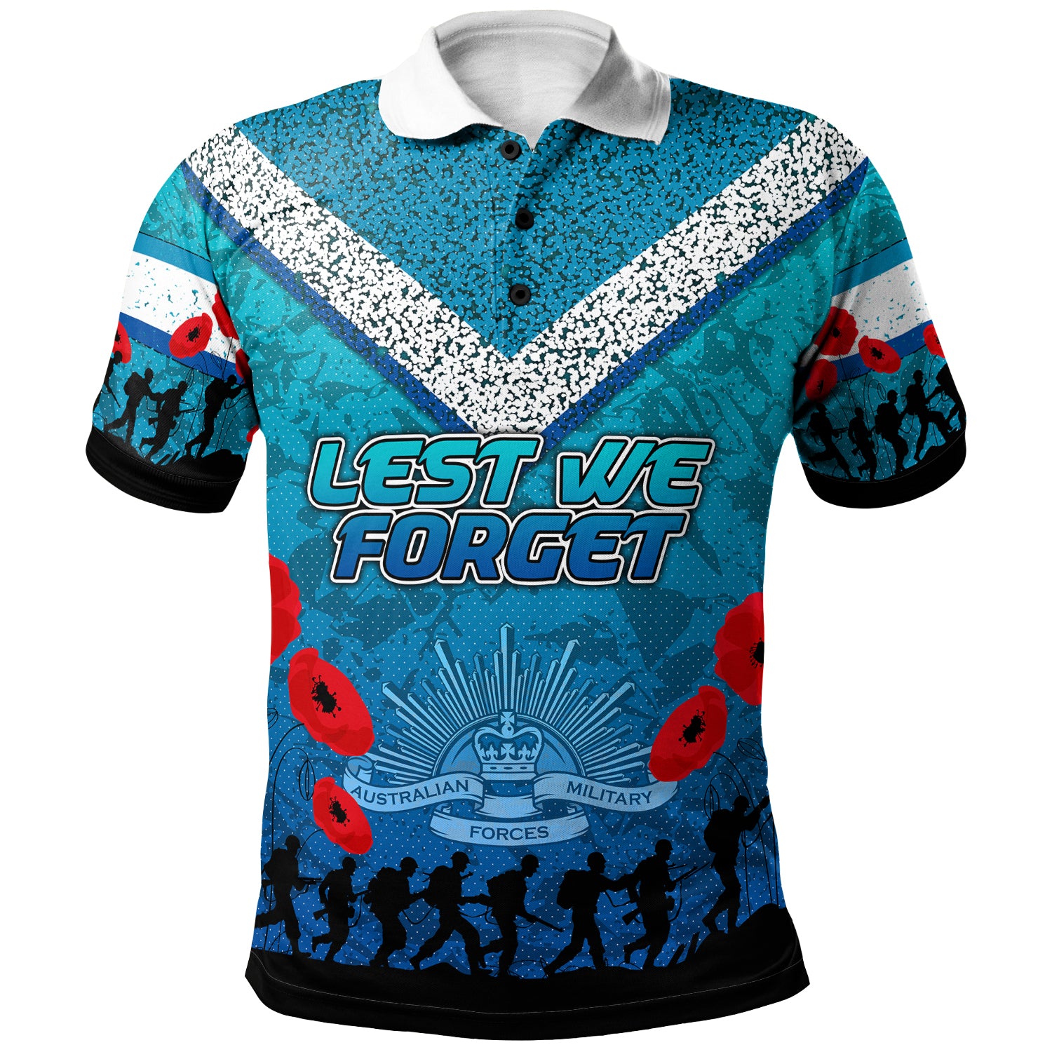 Australia Cronulla Anzac Custom Polo Shirt - Blue Keeping the Spirit Alive Polo Shirt - Vibe Hoodie Shop