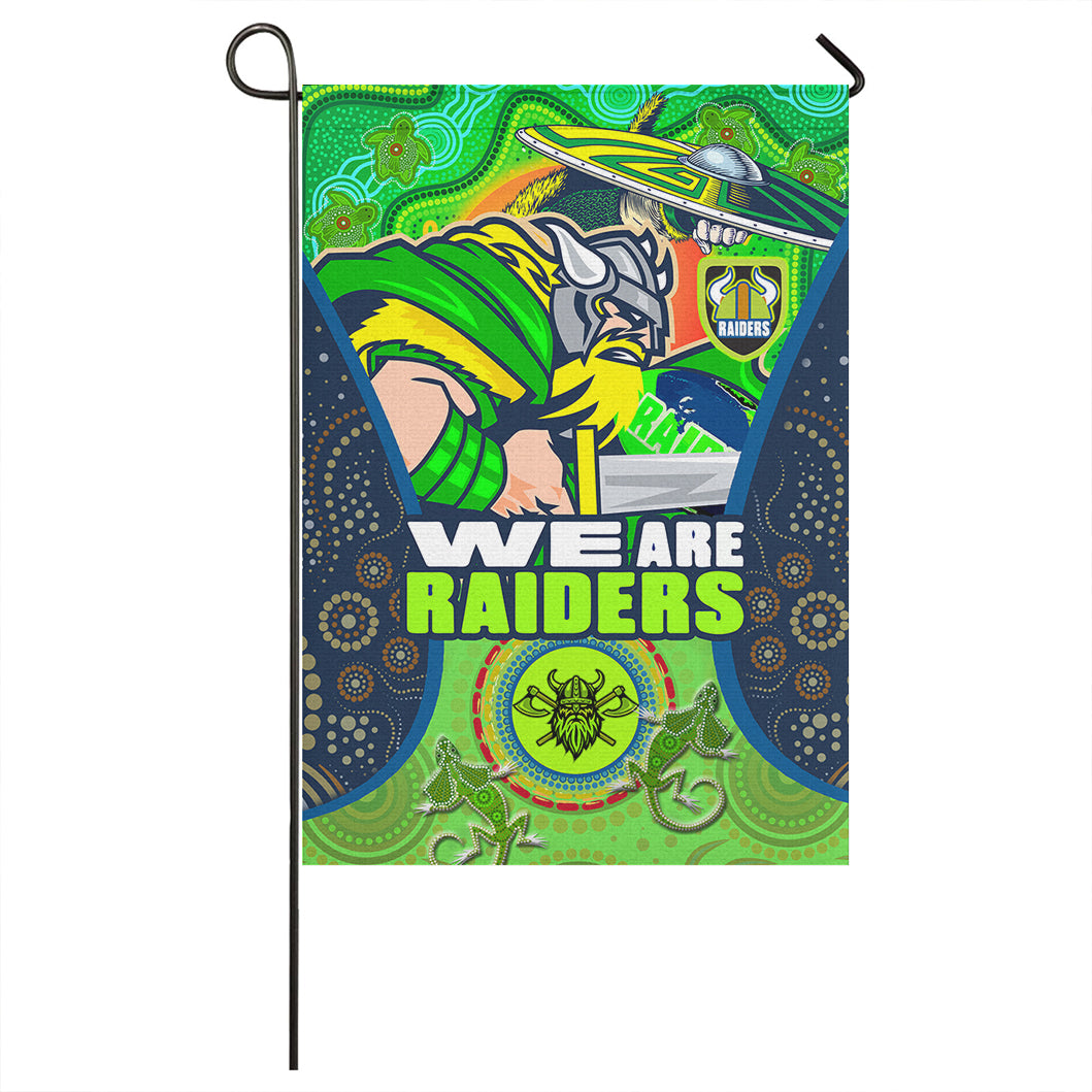 Raiders Rugby Flag - Custom "We Are Raiders" Mascot With Aboriginal Art Flag - Vibe Hoodie Shop