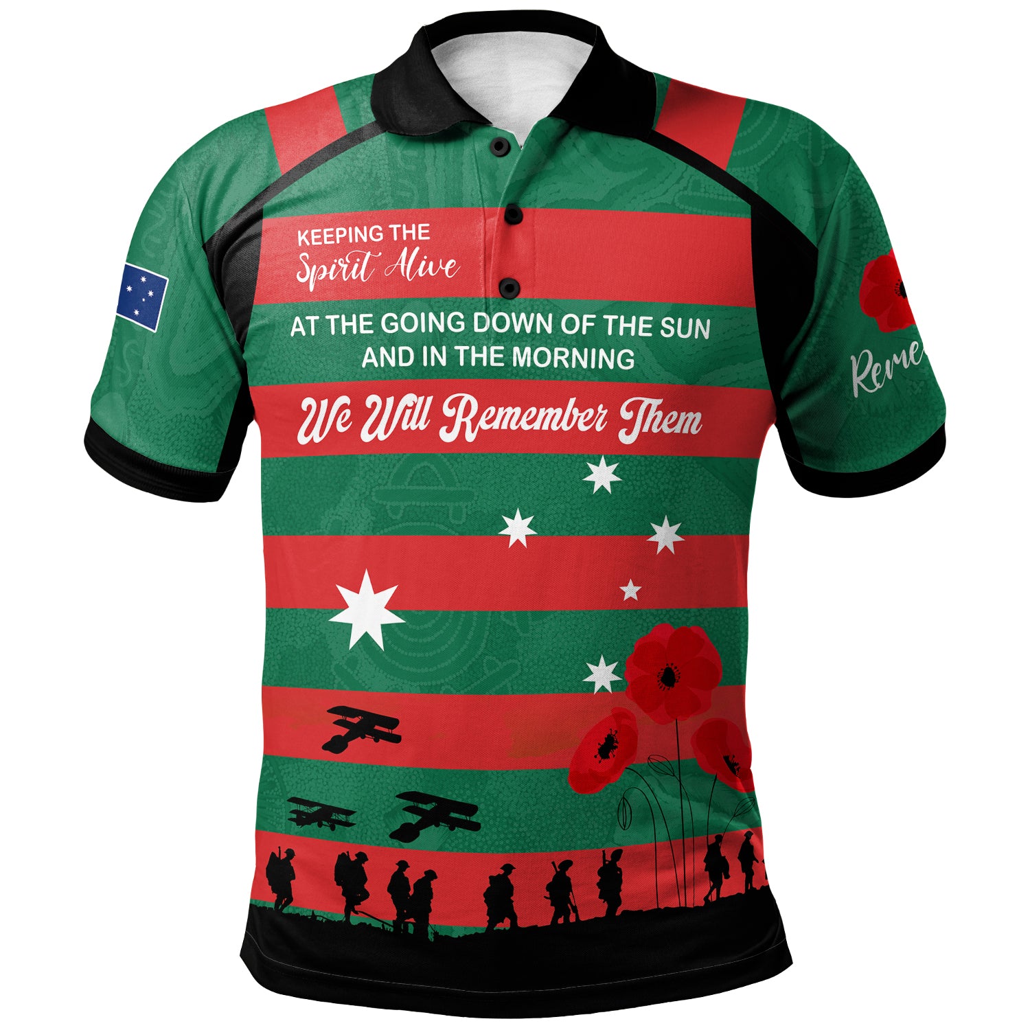 Australia South Sydney Anzac Custom Polo Shirt - Keeping the Spirit Alive Polo Shirt - Vibe Hoodie Shop