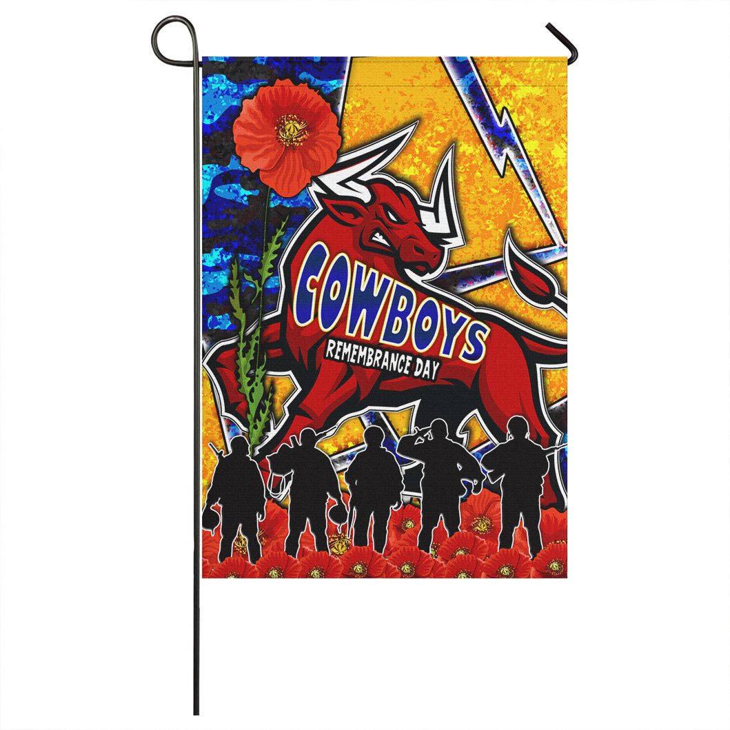 Cowboys Rugby Flag - Cowboys Remembrance Day And Poppies Flag - Vibe Hoodie Shop