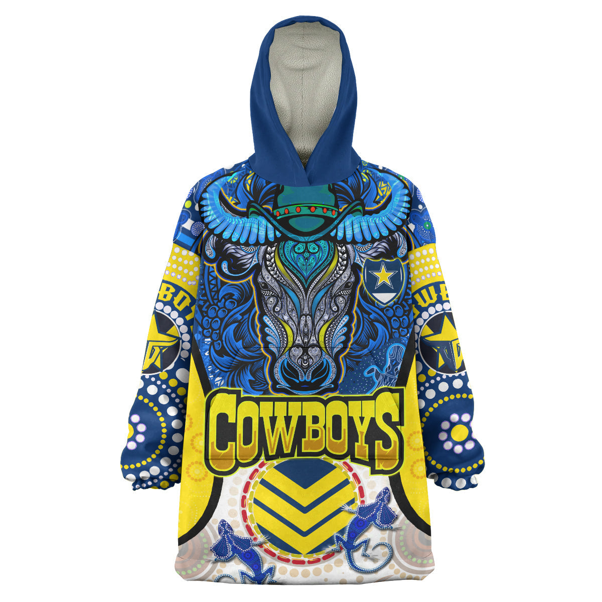 Cowboys Rugby Indigenous Snug Hoodie - Custom Tribal Cows With Aboriginal Culture Wearable Blanket Hoodie - Vibe Hoodie Shop