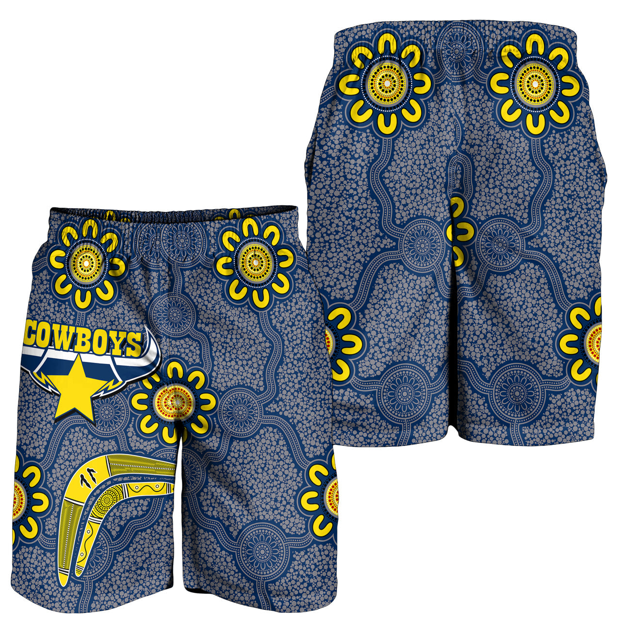 Cowboys Rugby Men Shorts - Aboriginal Boomerang Cowboys Men Shorts RLT13 - Vibe Hoodie Shop