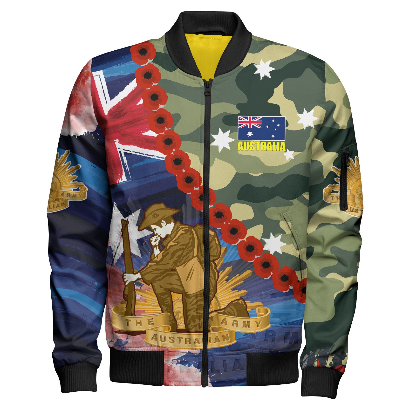 australia-anzac-camouflage-curve-sleeve-zip-bomber-jacket-remembrance-anzac-day-and-the-dawn-service-sleeve-zip-bomber-jacket