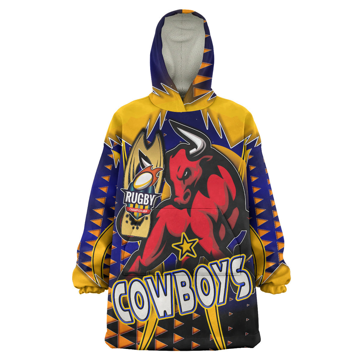 Cowboys Rugby Snug Hoodie - Custom Bull Rugby Cup Final Series Champions Sport Style Personalised Player And Number Wearable Blanket Hoodie - Vibe Hoodie Shop