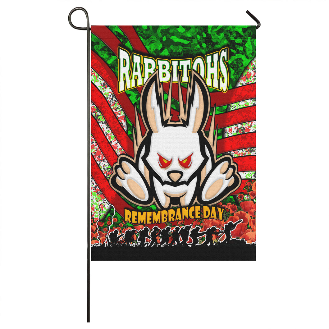 Rabbitohs Rugby Flag - Rabbitohs Remembrance Day And Poppies Flag - Vibe Hoodie Shop