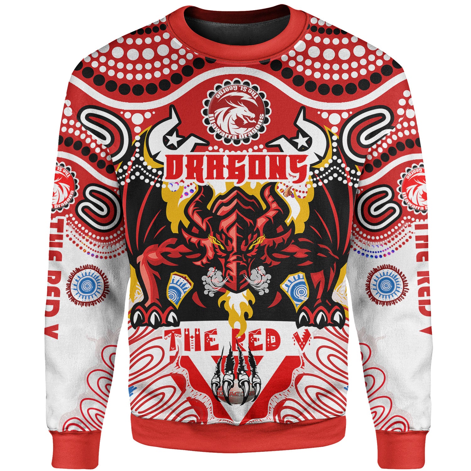 St. George Rugby Indigenous Sweatshirt - Custom The RED V With Aboriginal And Torres Strait Islander Culture Sweatshirt - Vibe Hoodie Shop