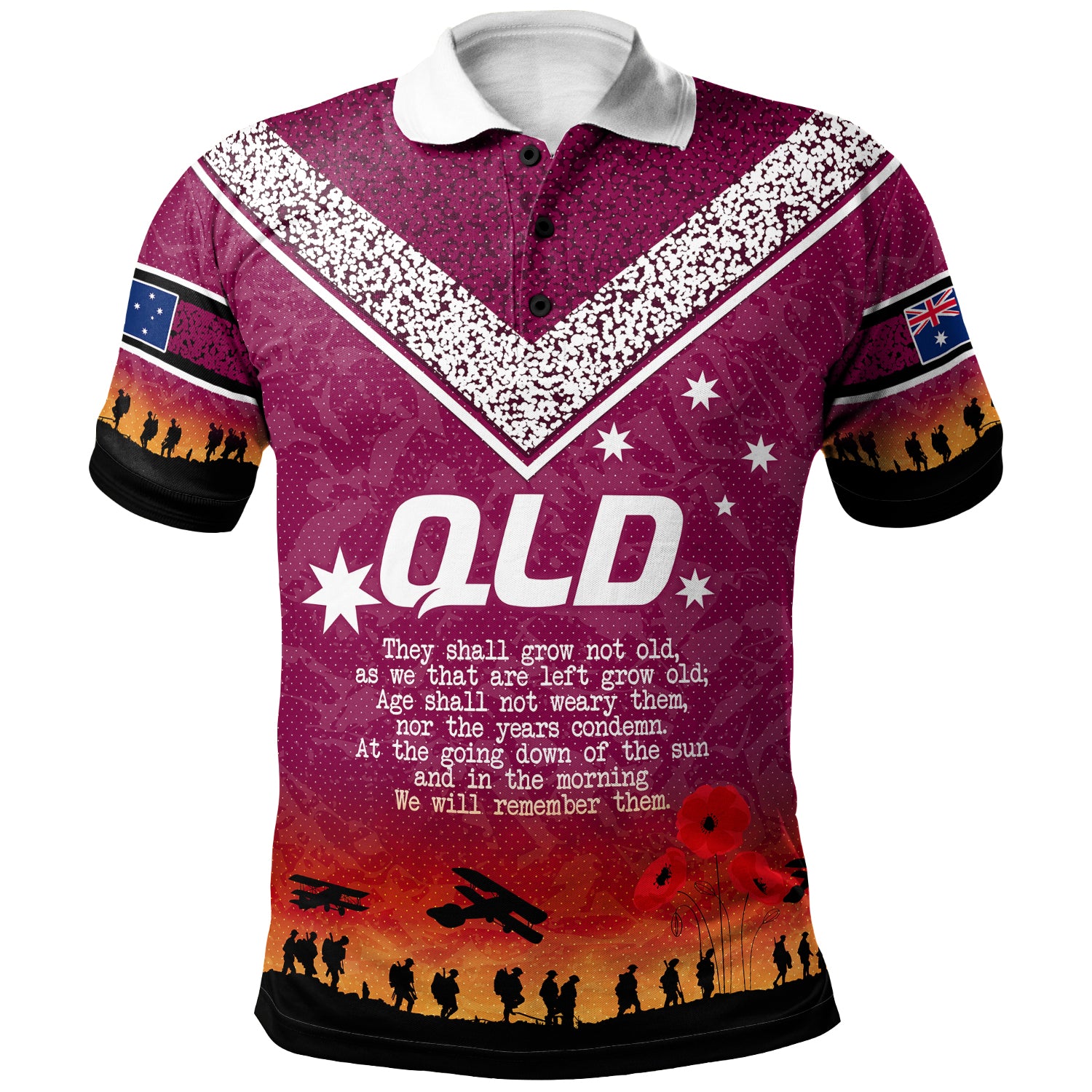 Queensland Polo Shirt - Custom Anzac Day Polo Shirt - Vibe Hoodie Shop