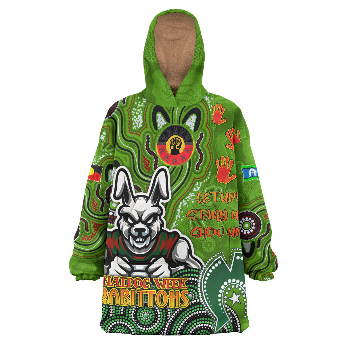 Rabbitohs Naidoc Rugby Snug Hoodie - Custom Aussie Naidoc Week Rabbitohs Wearable Blanket Hoodie RLT14 - Vibe Hoodie Shop