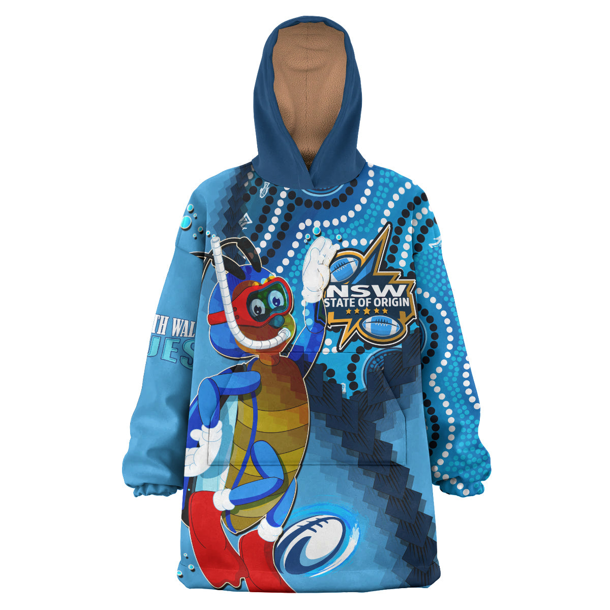 New South Wales Rugby League Team Snug Hoodie - Custom New South Wales Blues Dreaming Cockroaches State Of Origin Aboriginal Wearable Blanket Hoodie RLT14 - Vibe Hoodie Shop