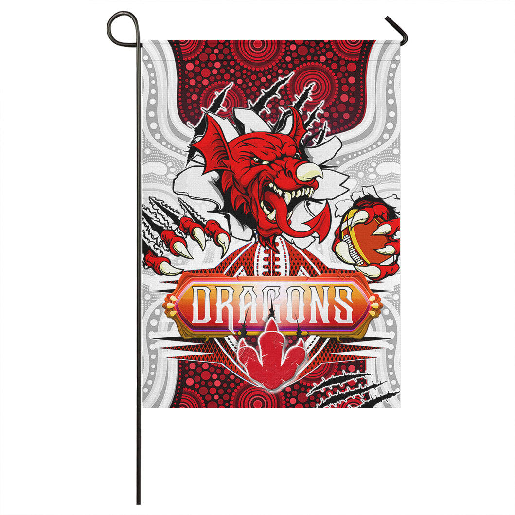 St.George Rugby Flag - Custom Indigenous Super Dragons Scratch Style Flag - Vibe Hoodie Shop