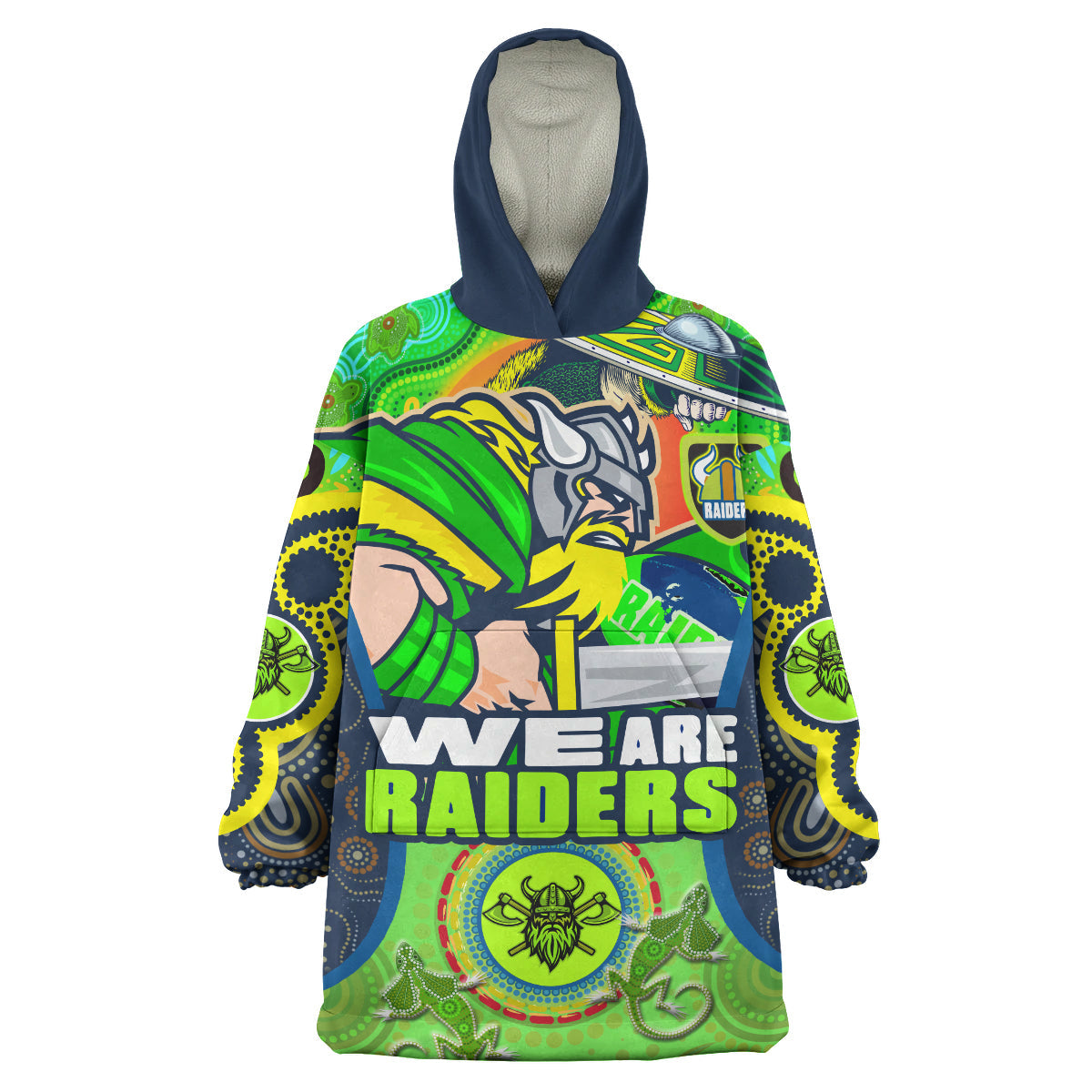 Raiders Rugby Snug Hoodie - Custom "We Are Raiders" Mascot With Aboriginal Art Wearable Blanket Hoodie - Vibe Hoodie Shop