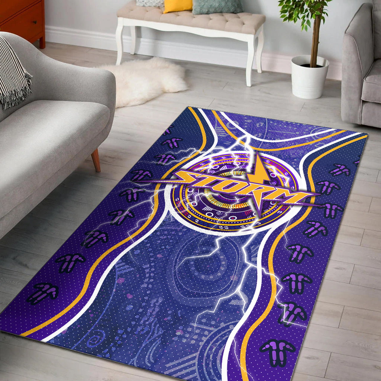 Storm Rugby Area Rug - Indigenous Storm Area Rug RLT13 - Vibe Hoodie Shop