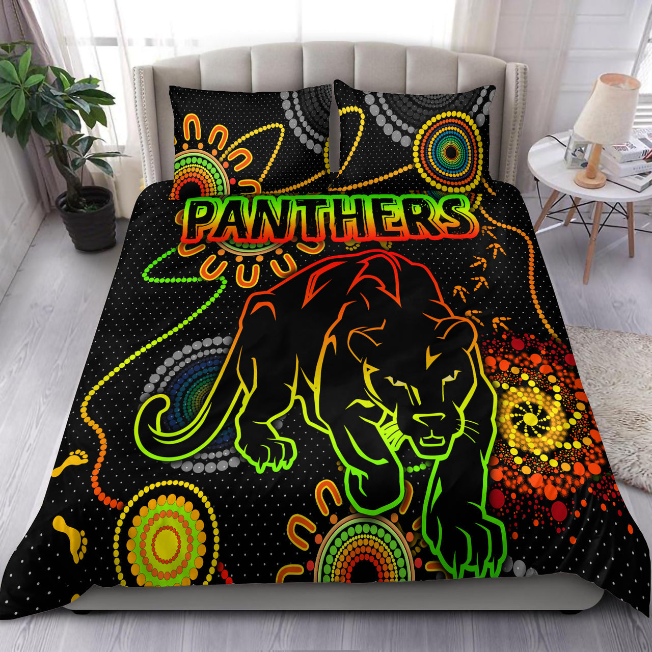 Panthers Rugby Bedding Set - Custom Indigenous Black Panthers Bedding Set RLT13 - Vibe Hoodie Shop