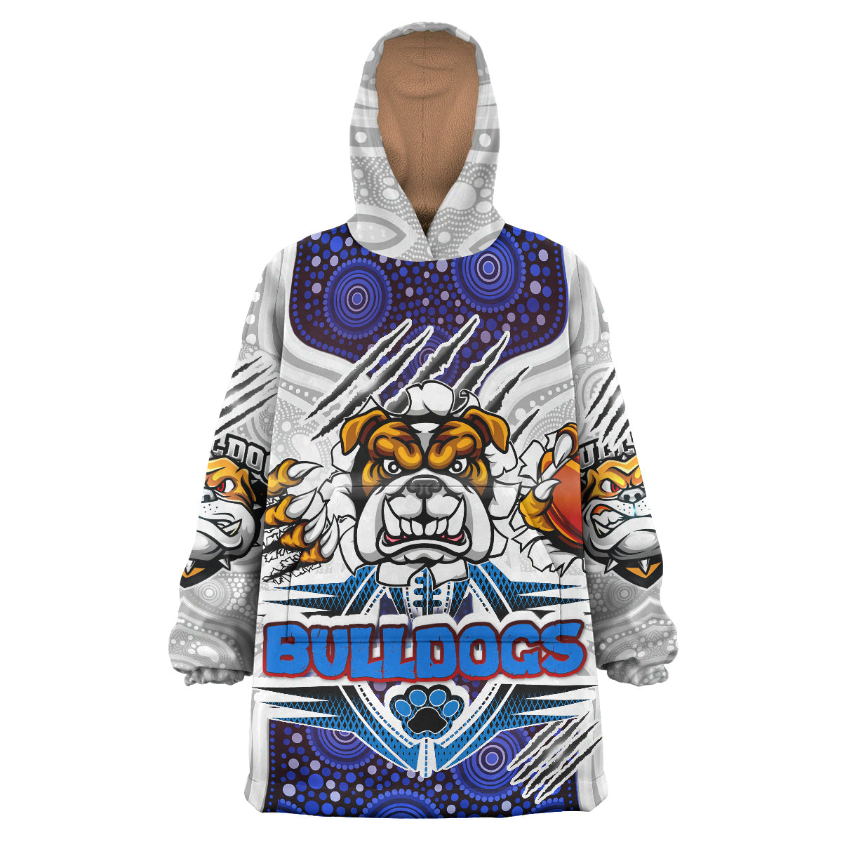 Bulldogs Rugby Snug Hoodie - Indigenous Super Bulldogs Scratch Aboriginal Style Wearable Blanket Hoodie RLT14 - Vibe Hoodie Shop
