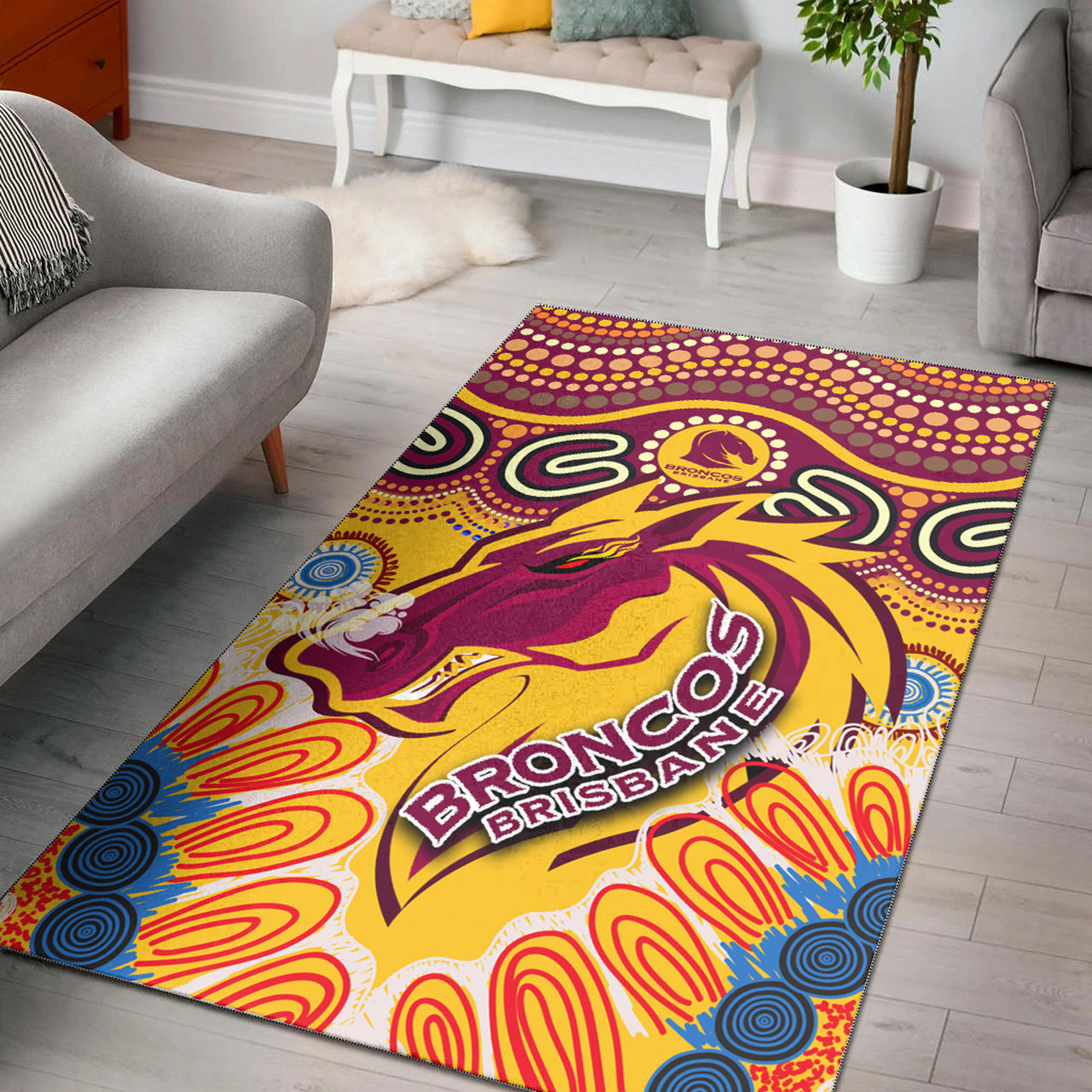 Broncos 2022 Rugby Custom Aboriginal Area Rug - Indigenous Super Broncos RLT13 - Vibe Hoodie Shop