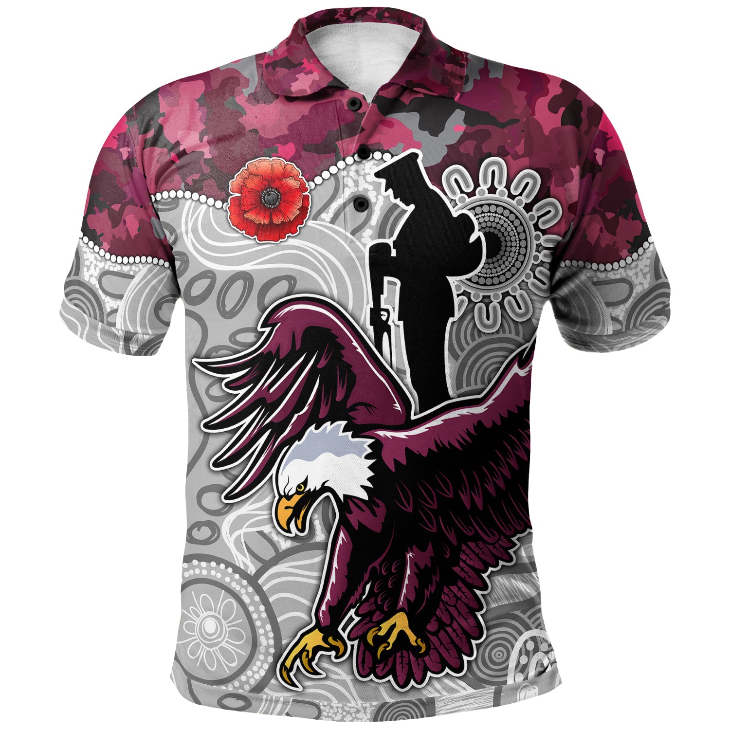 Australia Sydney's Northern Beaches Polo Shirt - Aboriginal Inspired Anzac Eagle Polo Shirt - Vibe Hoodie Shop