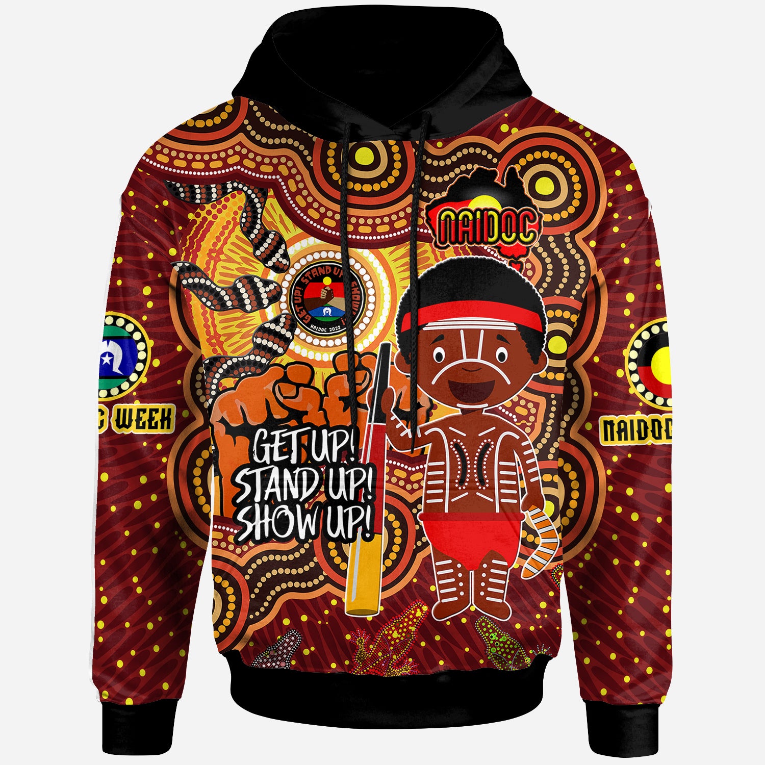 Australia NAIDOC Week Custom Hoodie - Aussie Naidoc Boy With Animals In Aboriginal Inspired And Torres Strait Islander Culture Hoodie - Vibe Hoodie Shop