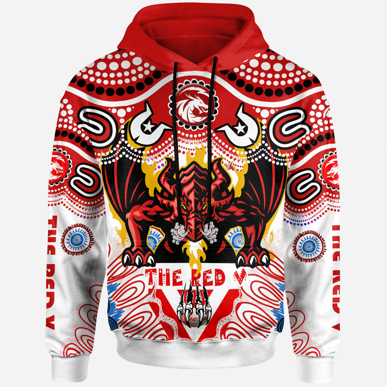 St. George Rugby Indigenous Custom Hoodie - The RED V With Aboriginal And Torres Strait Islanders Culture RLT12 - Vibe Hoodie Shop