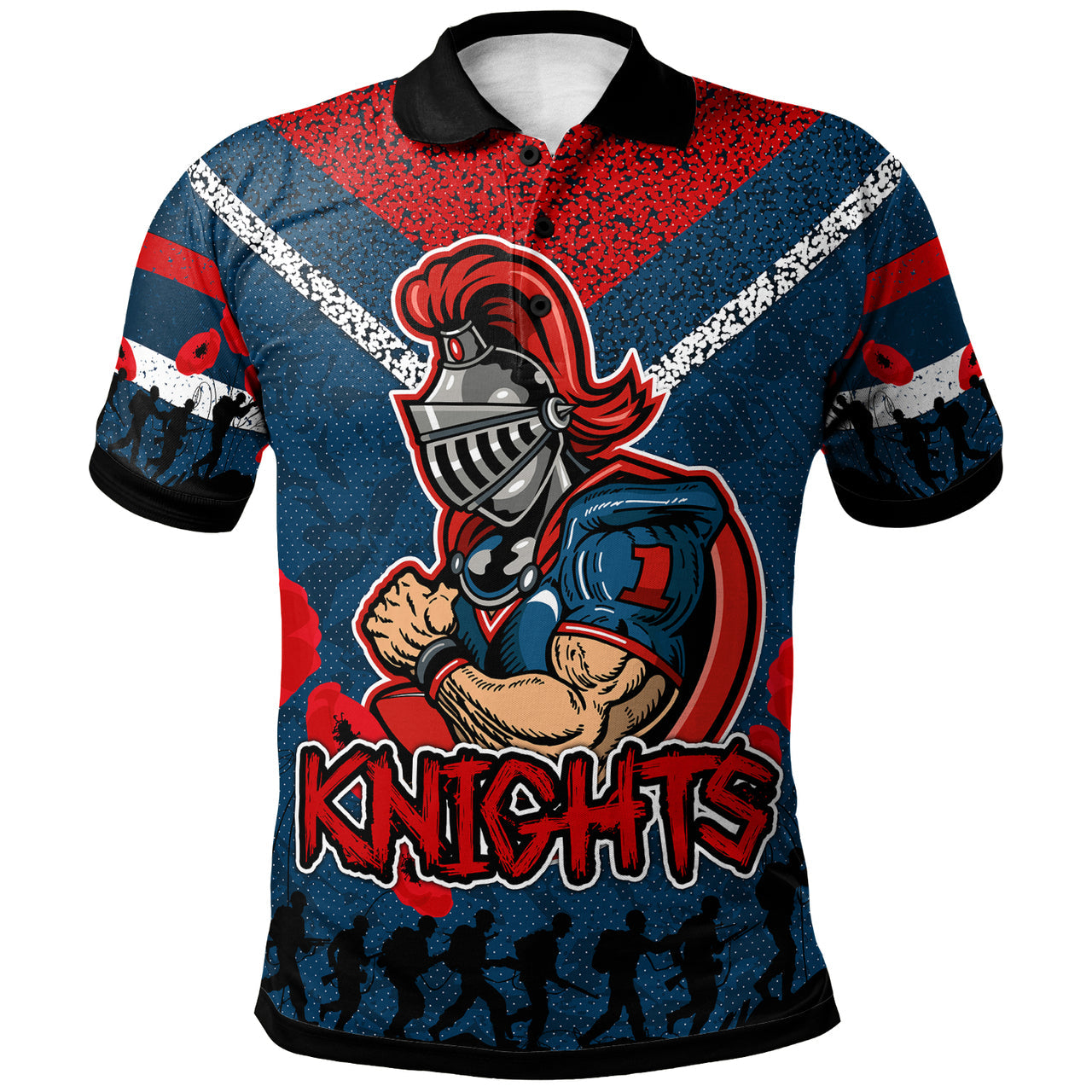 Knights Rugby Polo Shirt - Custom ANZAC Day Knights RLT13 - Vibe Hoodie Shop