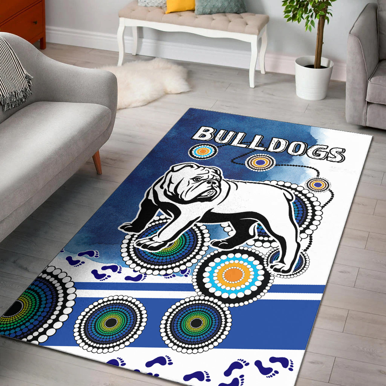 Bulldogs Rugby Area Rug - Custom Indigenous Bulldogs Area Rug RLT13 - Vibe Hoodie Shop