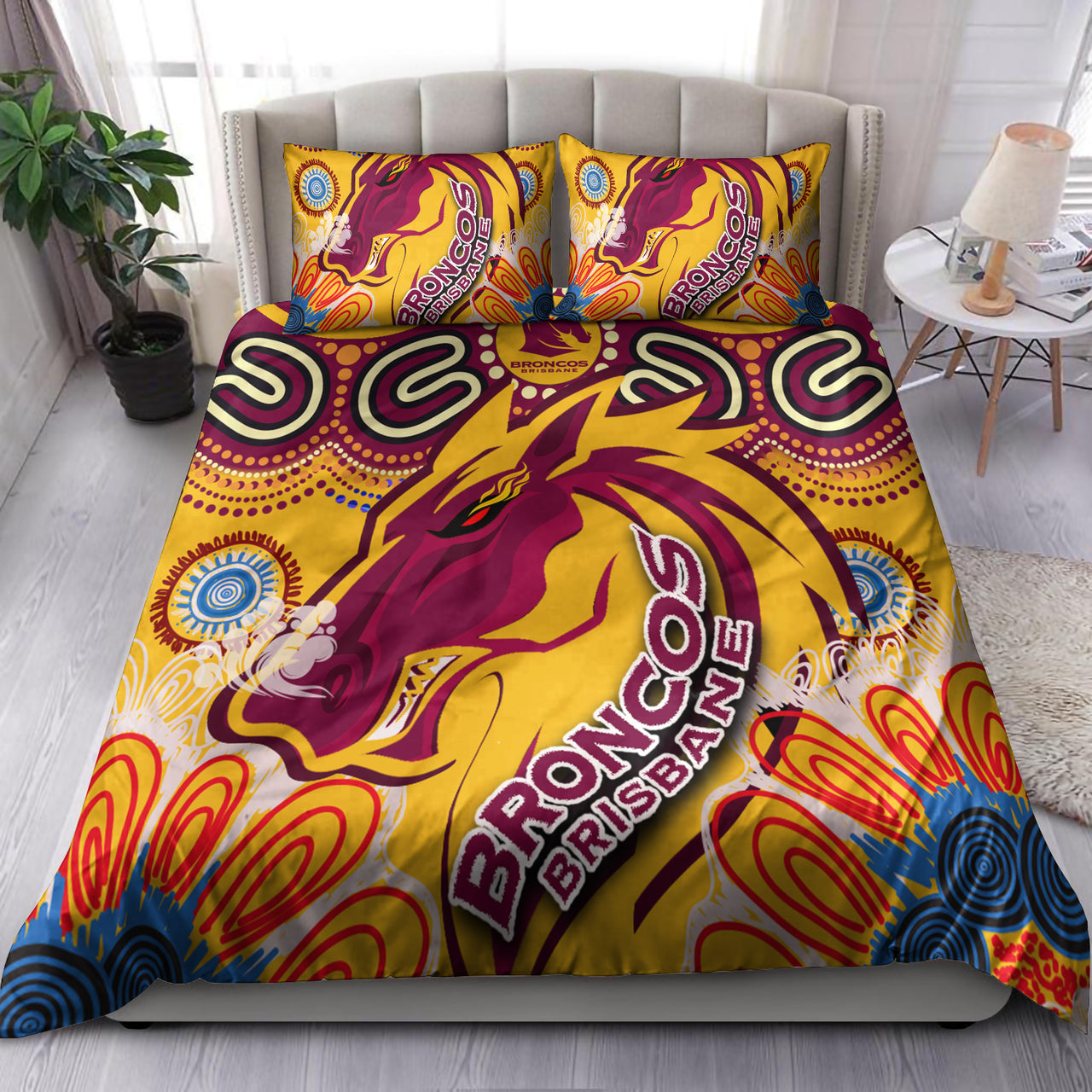 Broncos 2022 Rugby Custom Aboriginal Bedding Set - Indigenous Super Broncos RLT13 - Vibe Hoodie Shop