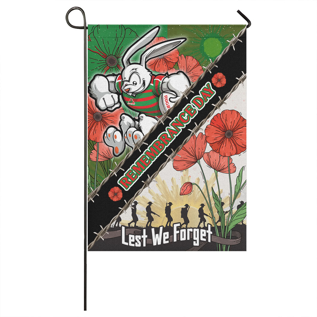 Rabbitohs Rugby Flag - Custom Remembrance Day LEST WE FORGET Flag - Vibe Hoodie Shop