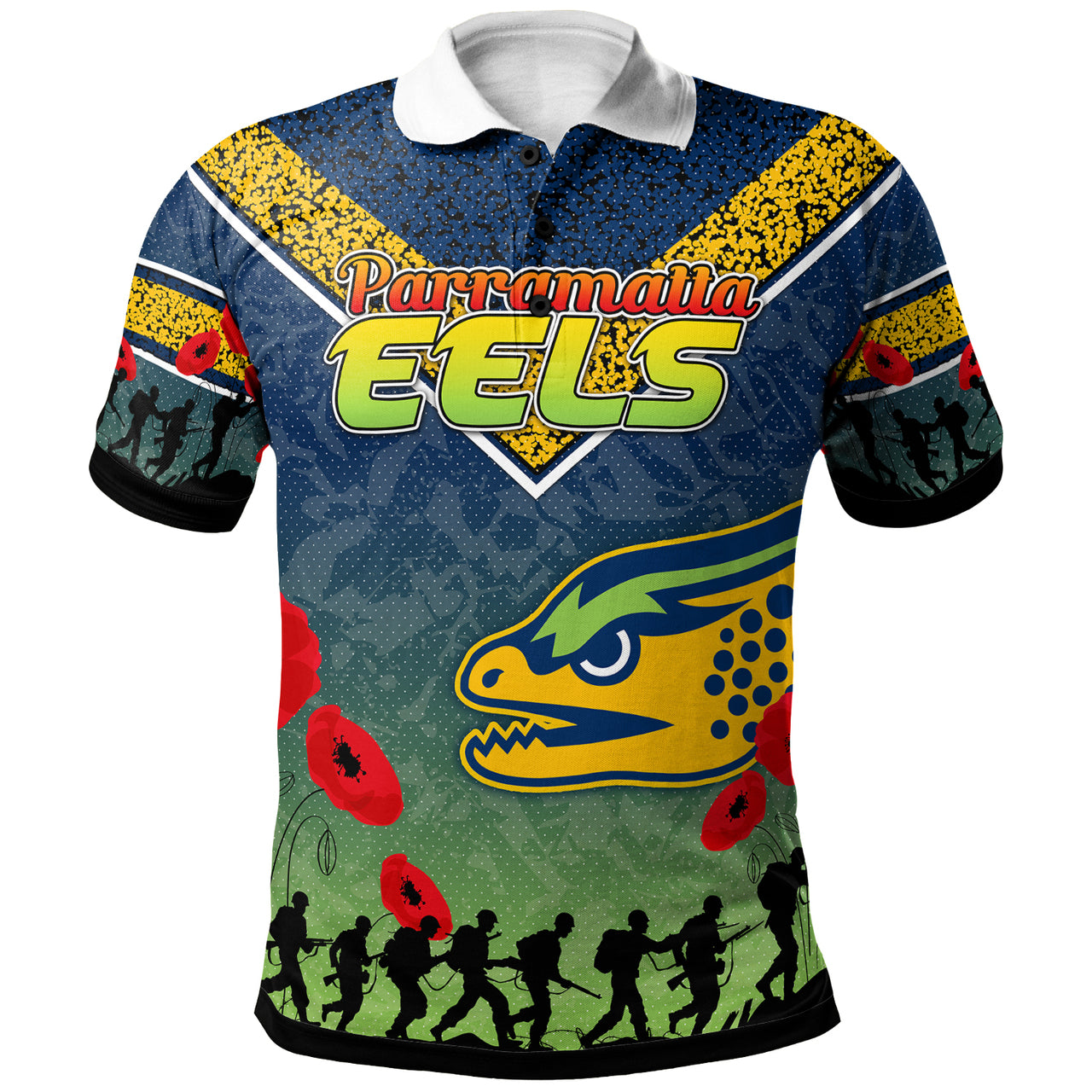 Eels Rugby Polo Shirt - Custom ANZAC Eels Polo Shirt RLT13 - Vibe Hoodie Shop