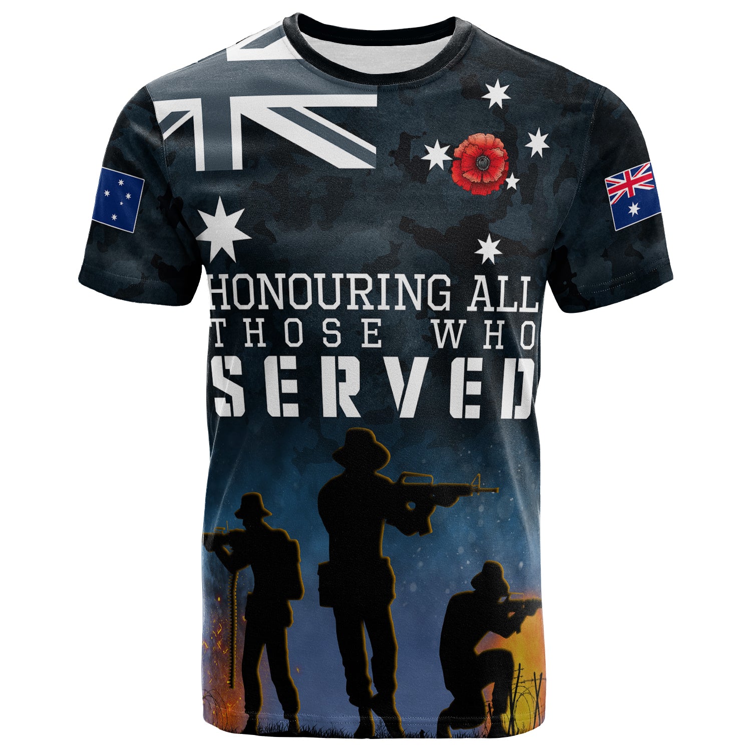 Australia Anzac T-shirt - Honouring All Those Who Served T-shirt - Vibe Hoodie Shop