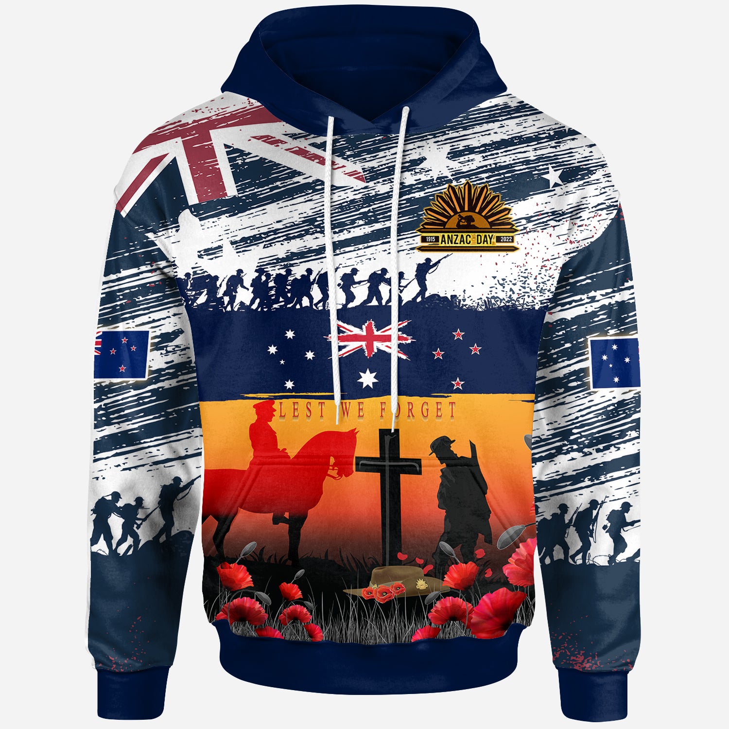 Australian and New Zealand Army Corps Anzac Day Hoodie - For The Fallen, Lest We Forget - Vibe Hoodie Shop