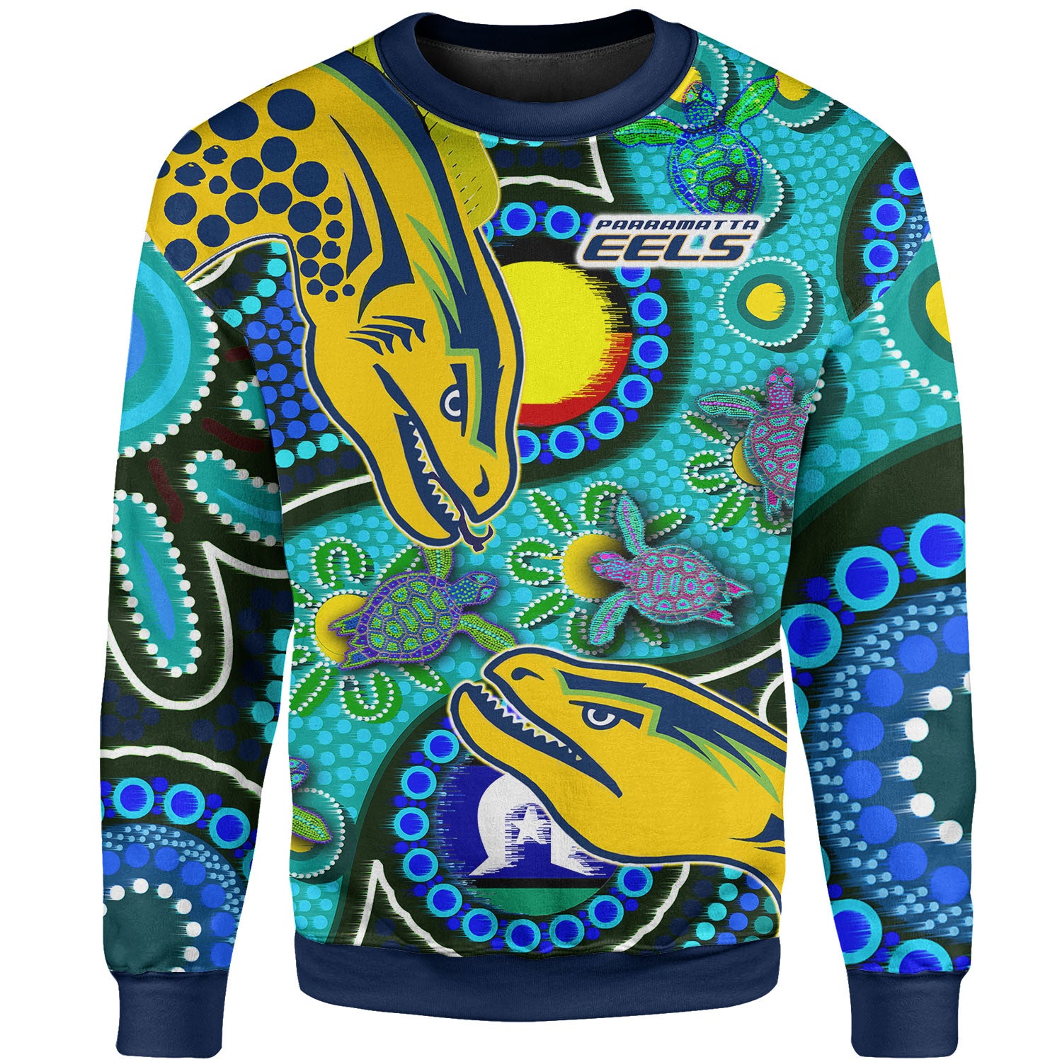 Eels Rugby Sweatshirt - Custom Indigenous Eels With Aboriginal and Torres Strait Islander Flag Sweatshirt - Vibe Hoodie Shop