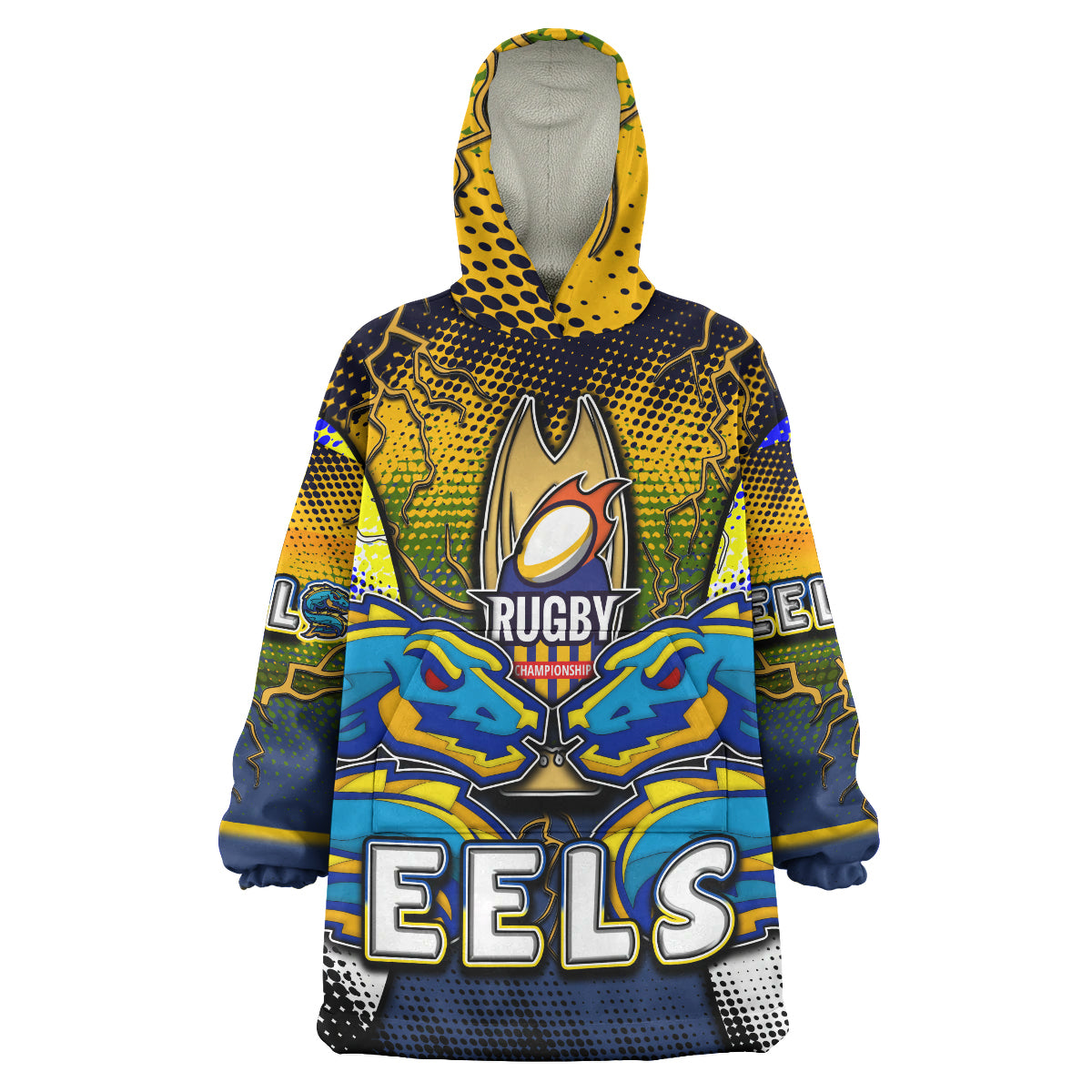 Eels Rugby Snug Hoodie - Custom Eels Rugby League Final Series Champions Personalised Name And Number Wearable Blanket Hoodie - Vibe Hoodie Shop
