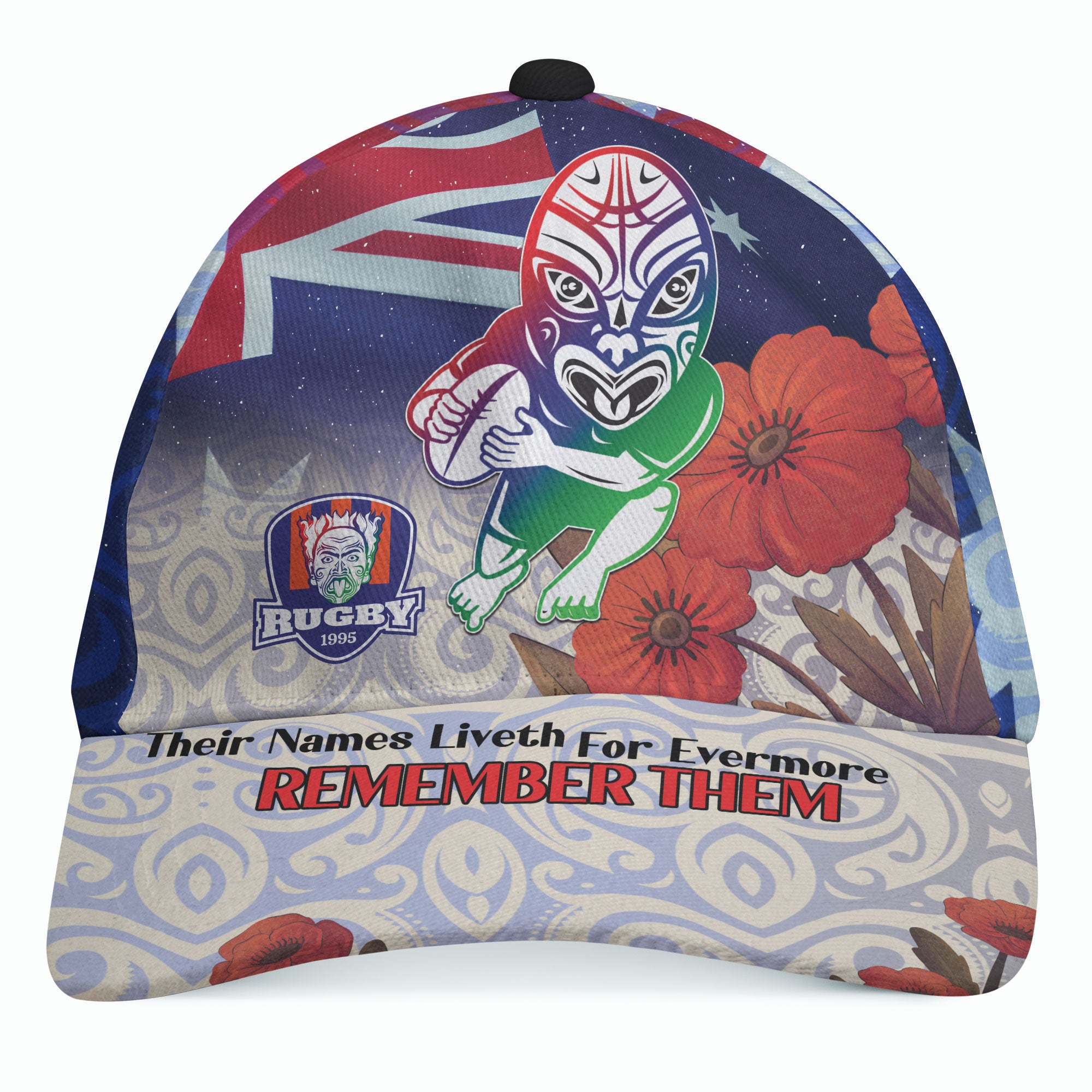 Warriors Rugby Cap - Custom REMEMBER THEM Red Poppy Flowers Cap - Vibe Hoodie Shop