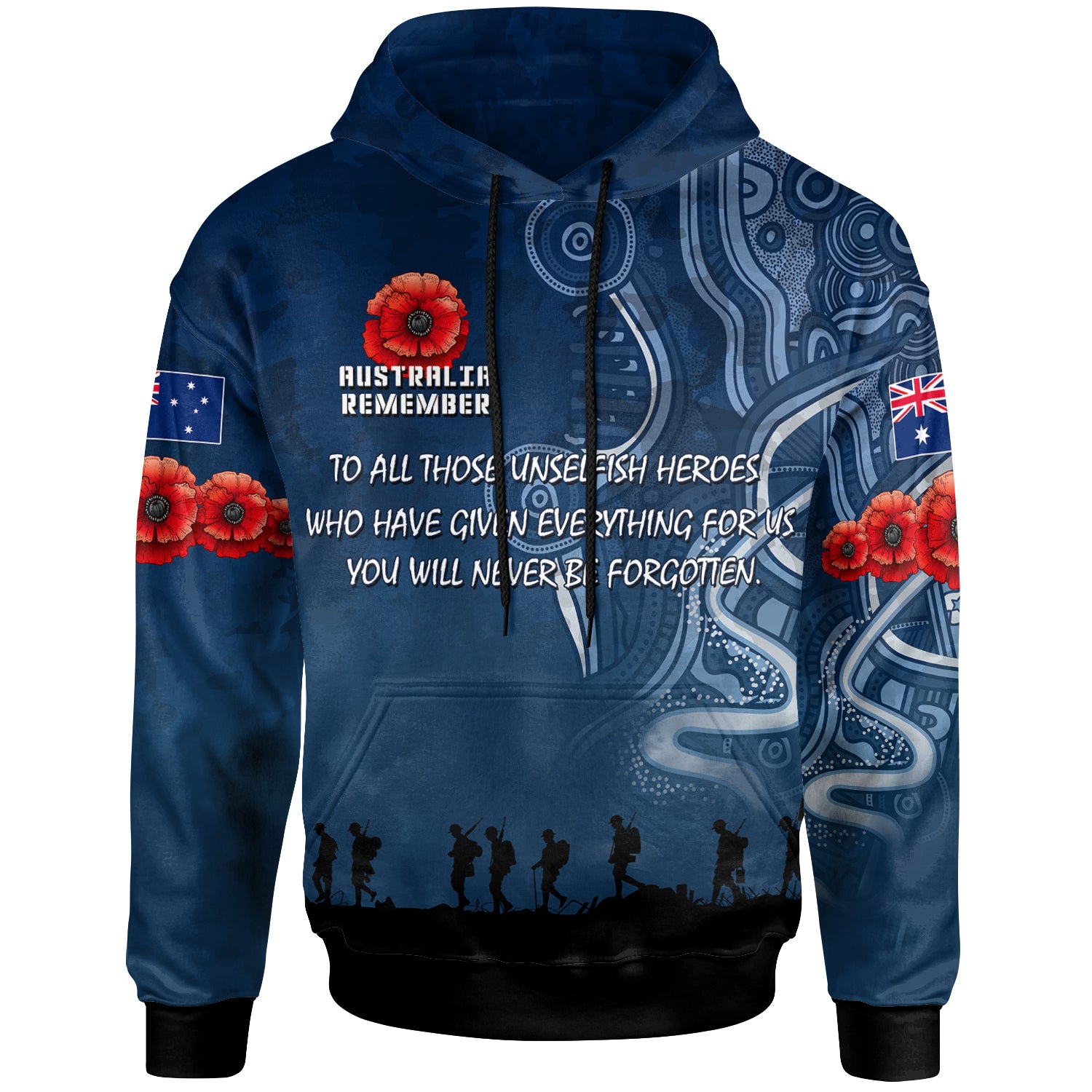 Australia Anzac Hoodie - Australia Remember with Aboriginal Inspired Patterns Hoodie - Vibe Hoodie Shop