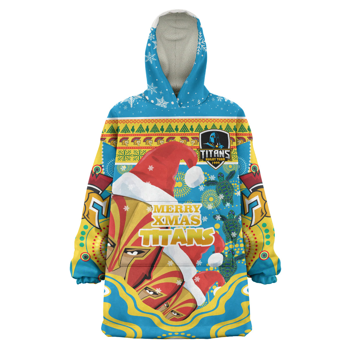 Titans Rugby Christmas Snug Hoodie - Custom Merry Titans Christmas Indigenous Wearable Blanket Hoodie - Vibe Hoodie Shop
