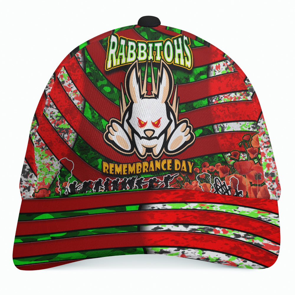 Rabbitohs Rugby Cap - Rabbitohs Remembrance Day And Poppies Cap - Vibe Hoodie Shop