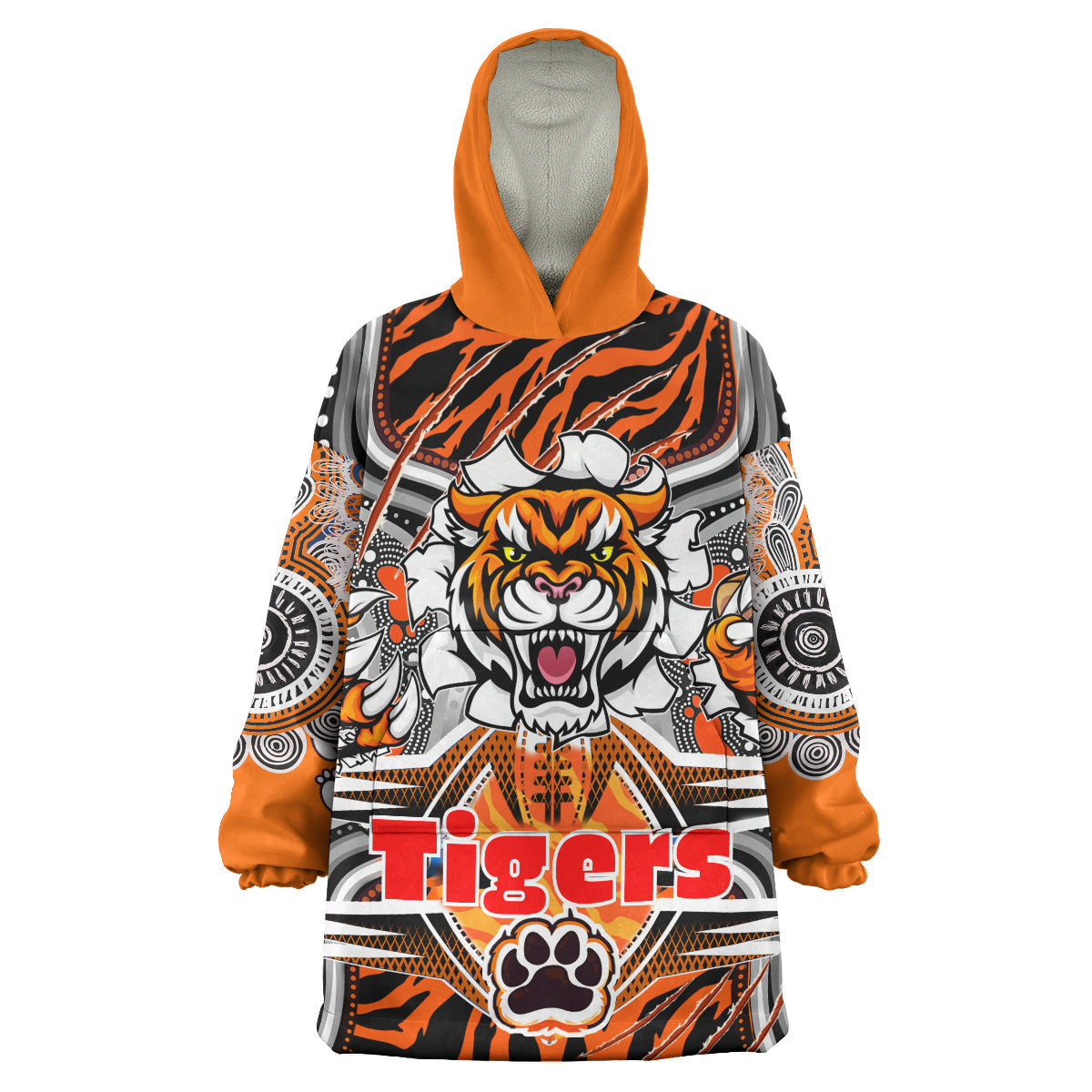 Tigers Rugby Aboriginal Snug Hoodie - Custom Super Indigenous Tigers Scratch Style Wearable Blanket Hoodie - Vibe Hoodie Shop