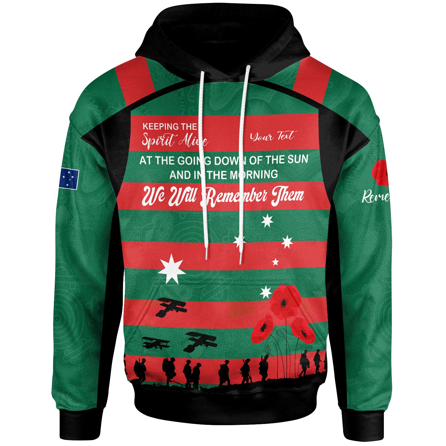 Australia South Sydney Anzac Custom Hoodie - Keeping the Spirit Alive Hoodie - Vibe Hoodie Shop