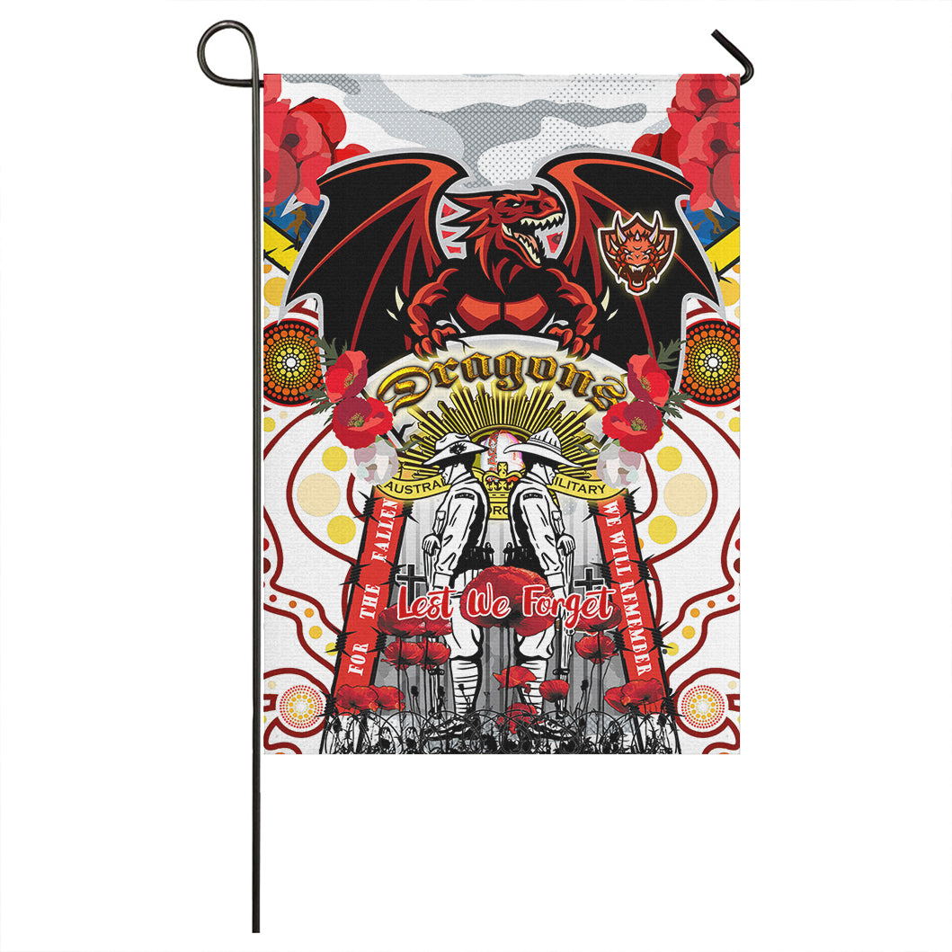 St. George Rugby Anzac Watercolour Flag - Custom Remembrance Dragons With Poppy Flower Flag - Vibe Hoodie Shop