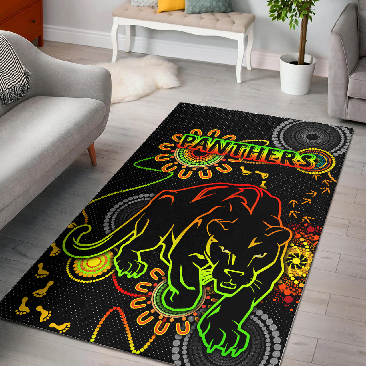 Panthers Rugby Area Rug - Custom Indigenous Black Panthers Area Rug RLT13 - Vibe Hoodie Shop