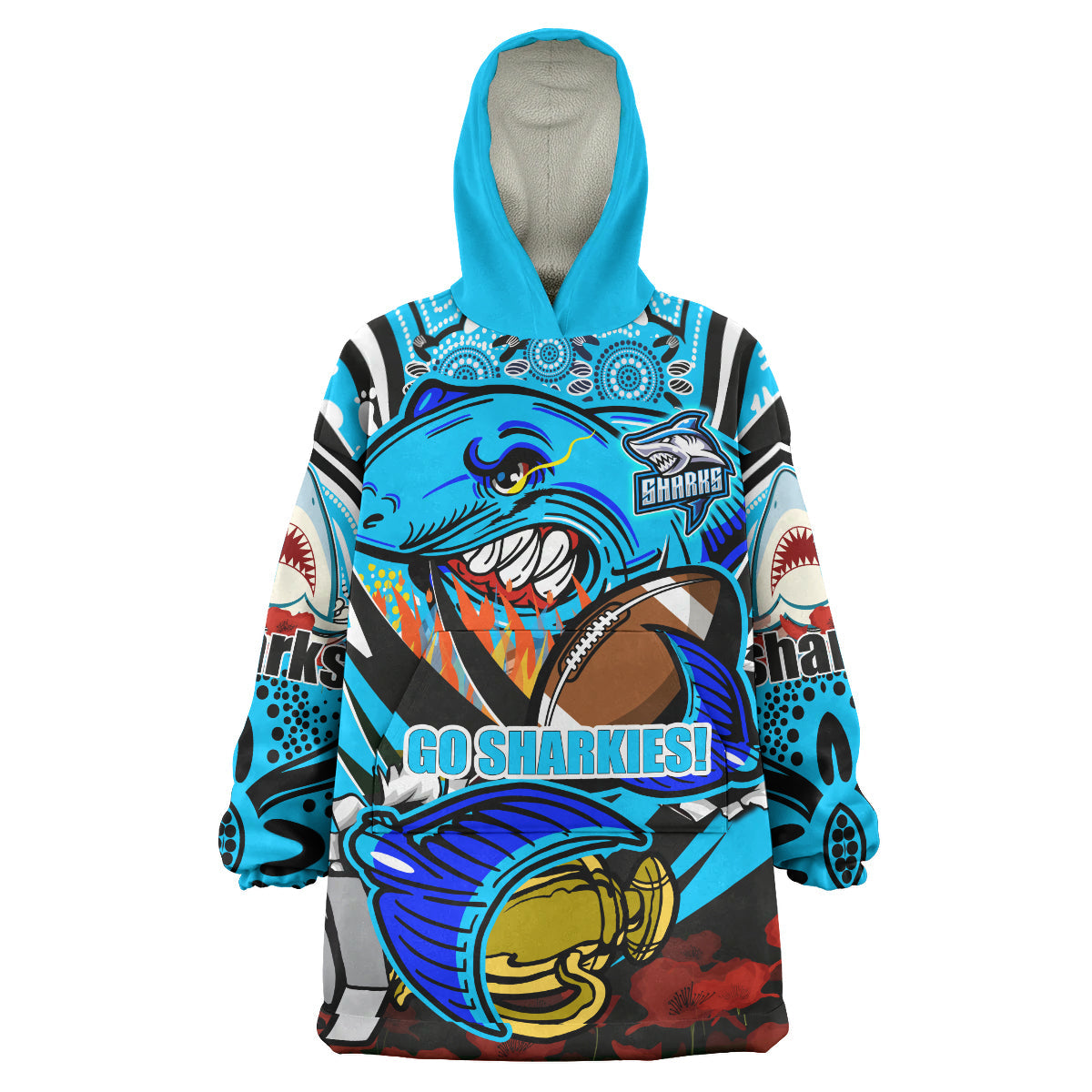Sharks Premierships Rugby Snug Hoodie - Custom "Go Sharkies!" Champion Claw Scratch Aboriginal Culture Wearable Blanket Hoodie - Vibe Hoodie Shop