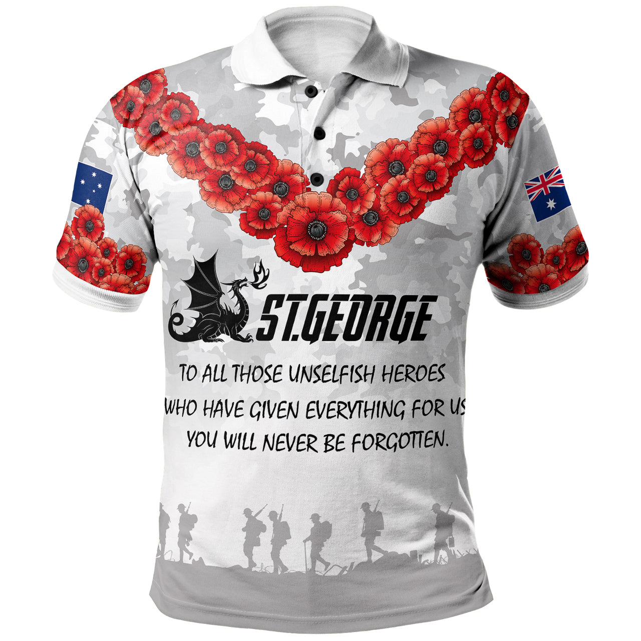 St.George Rugby Polo Shirt - Custom ANZAC St.George Polo Shirt RLT13 - Vibe Hoodie Shop