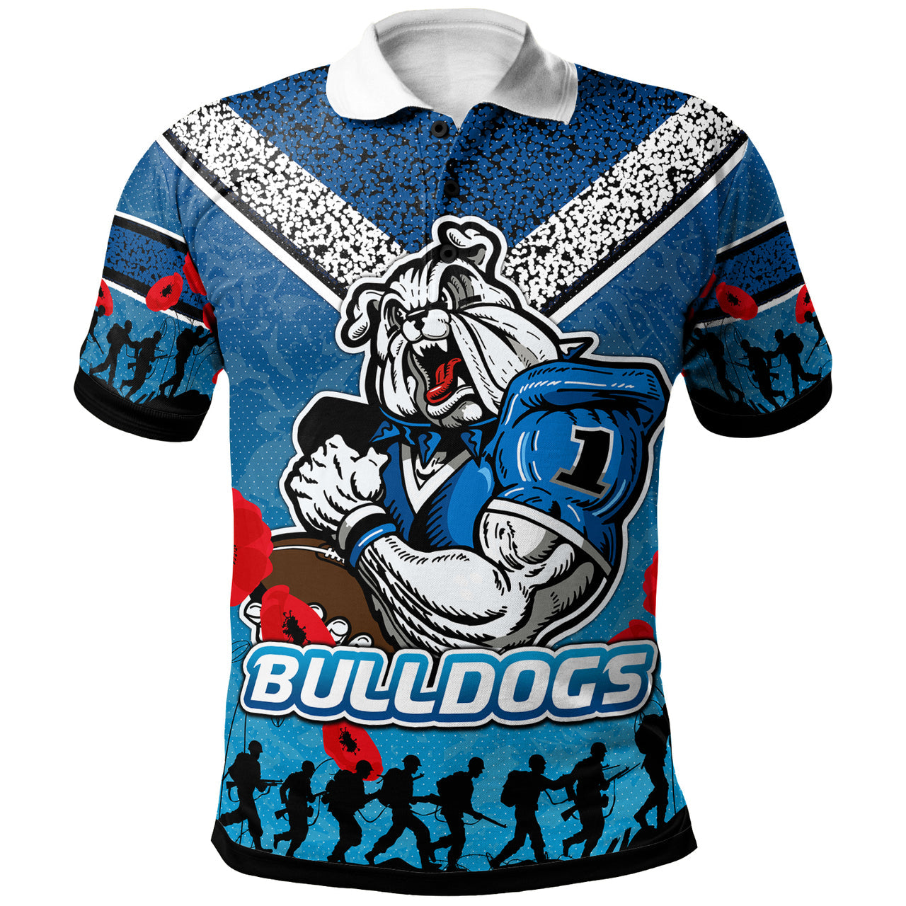 Bulldogs Rugby Polo Shirt - Custom ANZAC Bulldogs Polo Shirt RLT13 - Vibe Hoodie Shop