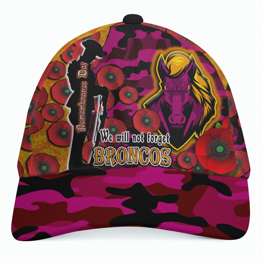 Broncos Rugby Cap - Broncos Remembrance Day "We Will Not Forget" Quotes Cap - Vibe Hoodie Shop