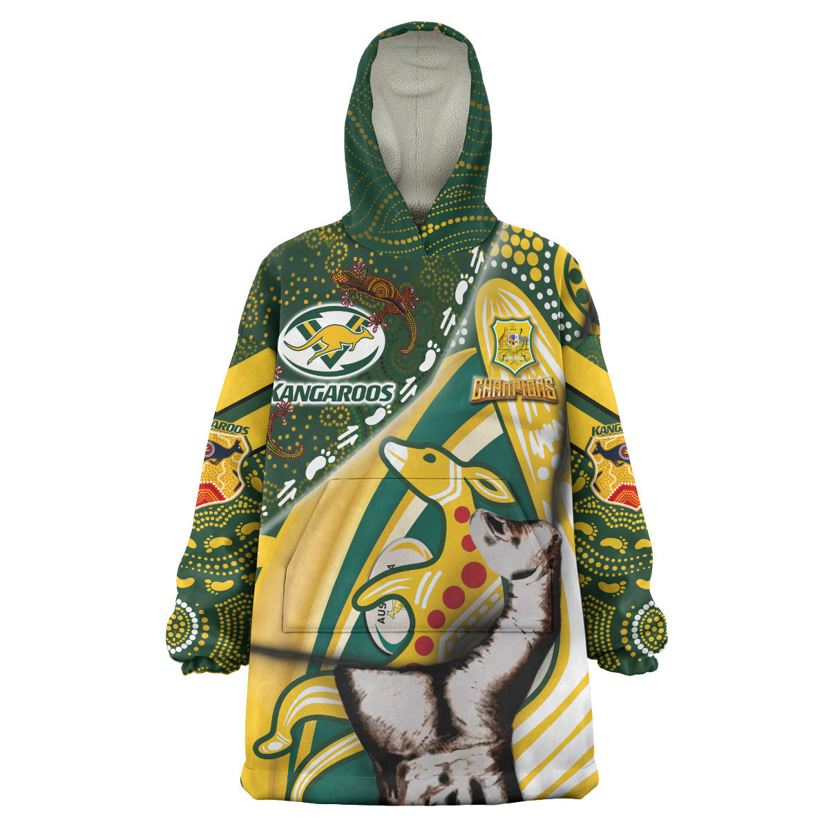 Australian Kangaroos Rugby Patronage Snug Hoodie - Custom The Kangaroos Bloods In My Veins Indigenous Aboriginal Wearable Blanket Hoodie - Vibe Hoodie Shop