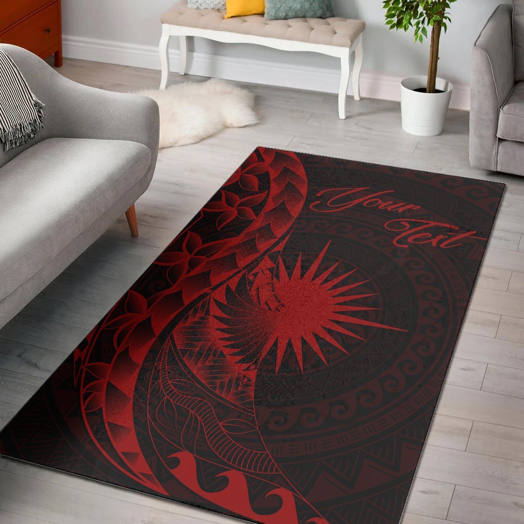 Marshall Islands Area Rug - Custom Personalised Polynesian Pattern Style Red Color - Vibe Hoodie Shop