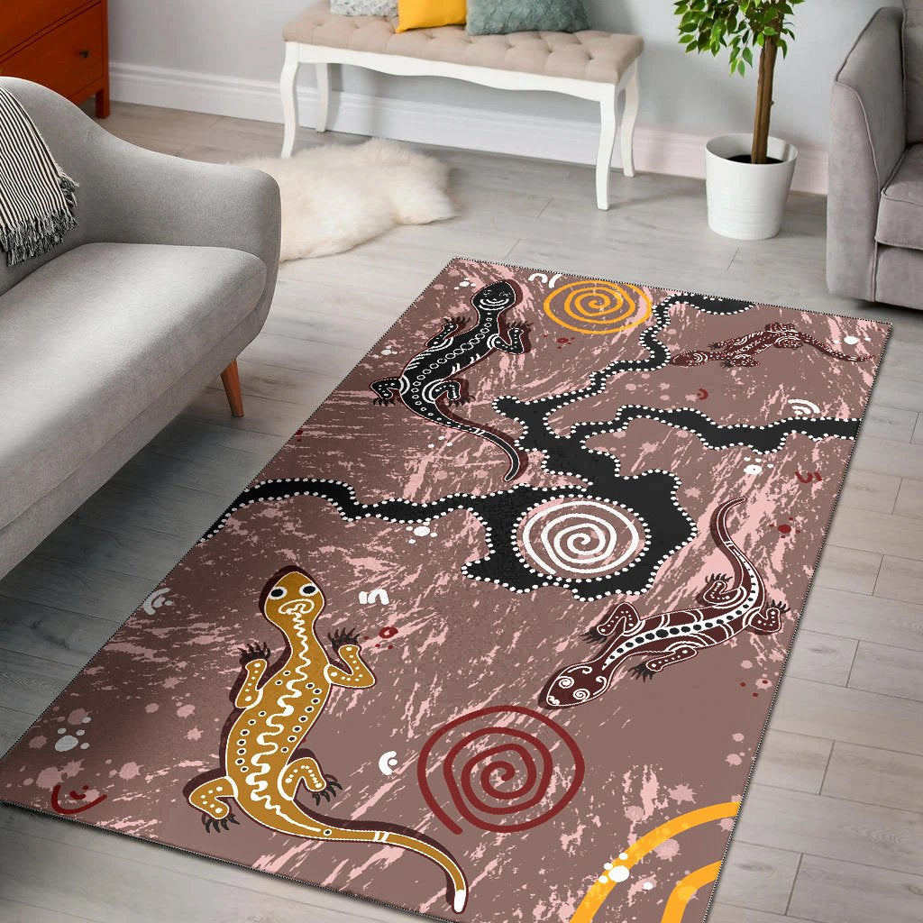 Aboriginal Area Rug - Lizard Family - Vibe Hoodie Shop