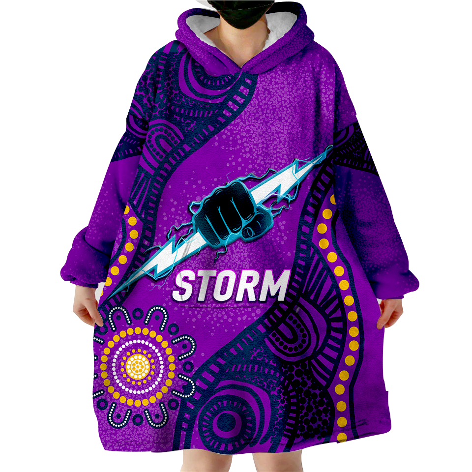 Storm Rugby 2022 Aboriginal Art Wearable Blanket Hoodie - - Vibe Hoodie Shop