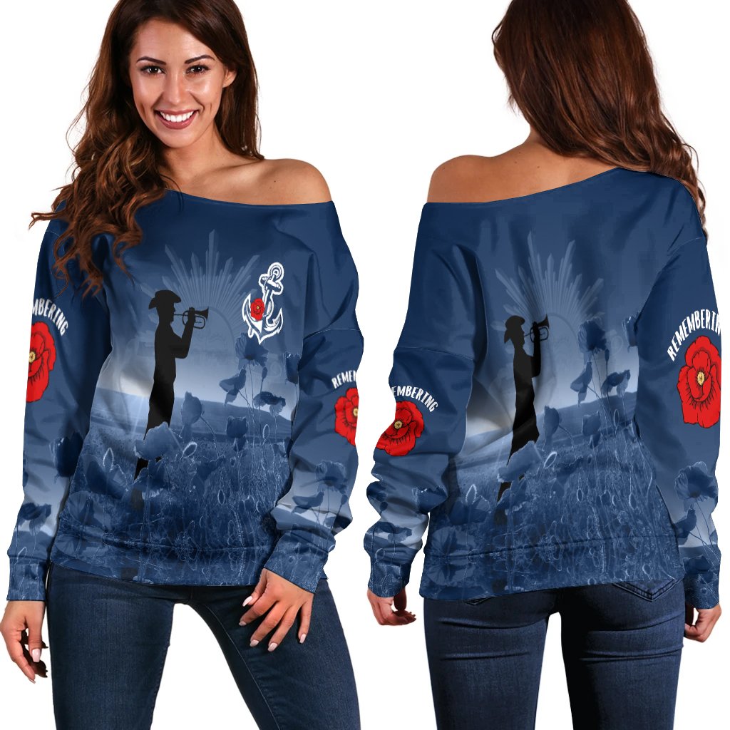 Australia Navy ANZAC Women's Off Shoulder - Remembering Our Heroes - Vibe Hoodie Shop